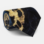 Blaues Marmormuster mit Gold Krawatte (Gerollt)