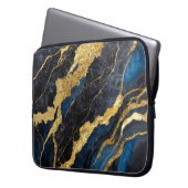 Blaues Marmormuster mit Gold Laptopschutzhülle (Vorderseite Links)