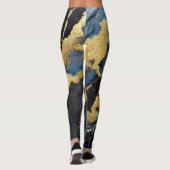 Blaues Marmormuster mit Gold Leggings (Rückseite)