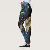 Blaues Marmormuster mit Gold Leggings (Links)