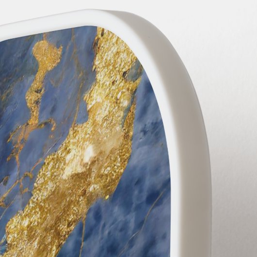 Blaues Marmormuster mit Gold Pickleball Schläger (Linke Seite)