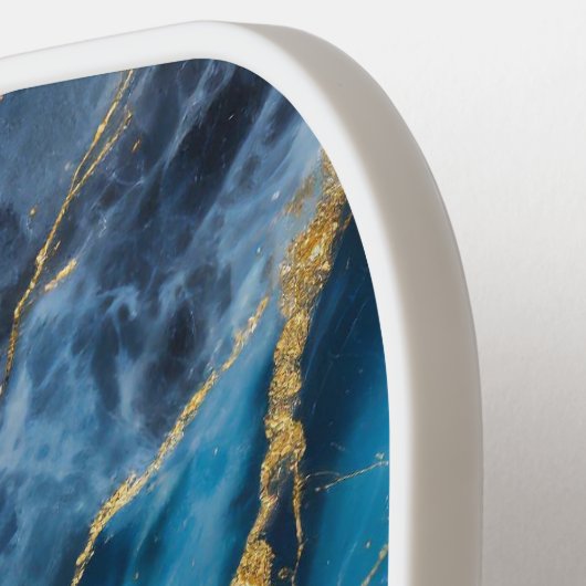 Blaues Marmormuster mit Gold Pickleball Schläger (Linke Seite)