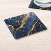Blaues Marmormuster mit Gold Rechteckiger Pappuntersetzer (angewinkelt)