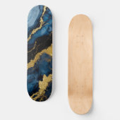 Blaues Marmormuster mit Gold Skateboard (Vorderseite)