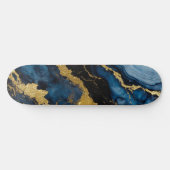 Blaues Marmormuster mit Gold Skateboard (Horizontal)
