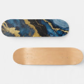 Blaues Marmormuster mit Gold Skateboard (Horizontal)