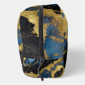 Blaues Marmormuster mit Gold Waschbeutel (Rechts)