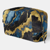 Blaues Marmormuster mit Gold Waschbeutel (Rechte Ecke)