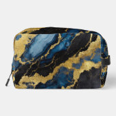 Blaues Marmormuster mit Gold Waschbeutel (Rückseite)