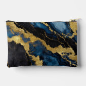 Blaues Marmormuster mit Gold Zubehörtasche (Rückseite)