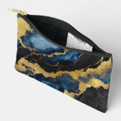 Blaues Marmormuster mit Gold Zubehörtasche (Offen)