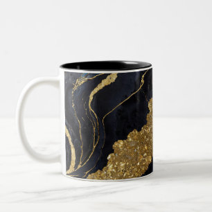 Blaues Marmormuster mit Gold Zweifarbige Tasse