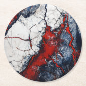 Blaues Marmormuster Runder Pappuntersetzer (Vorderseite)