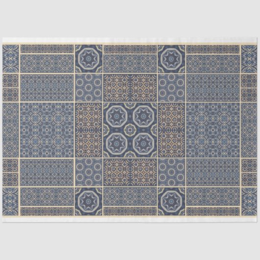 Blaues marokkanisches Dekopapier Seidenpapier (Vorderseite)