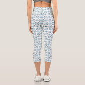 Blaues marokkanisches Fliesenmuster Capri Leggings (Rückseite)