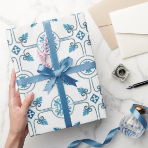 Blaues marokkanisches Fliesenpapier Geschenkpapier