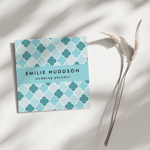 Blaues marokkanisches Gitterwerk, Gittermuster, Vi Quadratische Visitenkarte