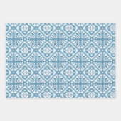 Blaues marokkanisches Mittelmeer-Fliesenmuster Geschenkpapier Set (Vorderseite)