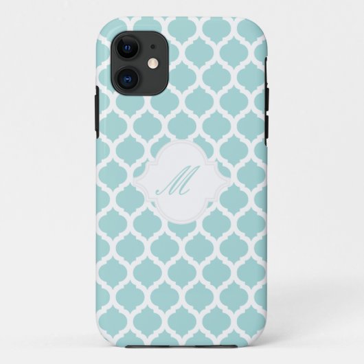 Blaues marokkanisches Muster mit Monogram iPhone 5 Case-Mate iPhone Hülle (Rückseite)