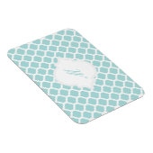 Blaues marokkanisches Muster mit Monogram Magneten Magnet (Rechte Seite)