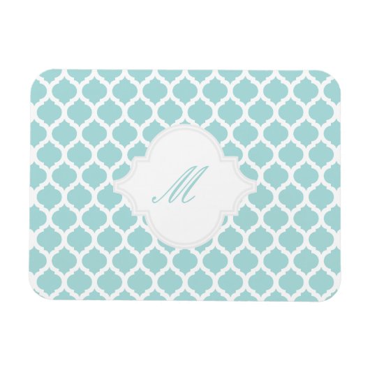 Blaues marokkanisches Muster mit Monogram Magneten Magnet (Horizontal)
