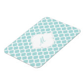 Blaues marokkanisches Muster mit Monogram Magneten Magnet (Linke Seite)