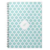 Blaues marokkanisches Muster mit Monogram-Notebook Notizblock (Vorderseite)
