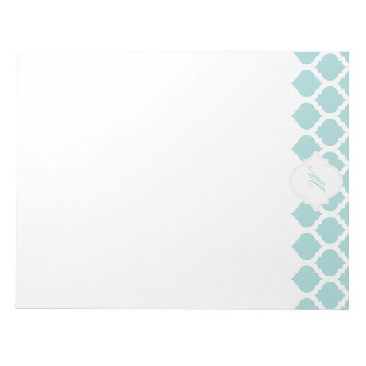 Blaues marokkanisches Muster mit Monogram Notepad Notizblock (Vorderseite)