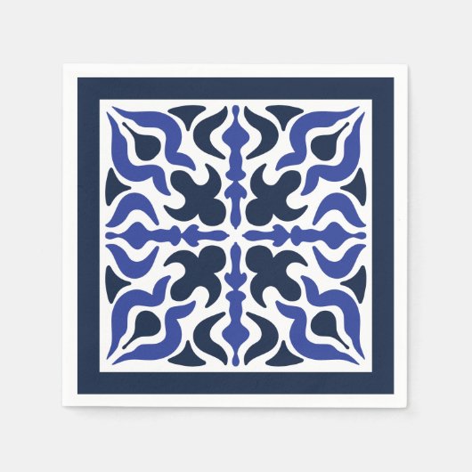 Blaues marokkanisches Muster Serviette (Vorderseite)