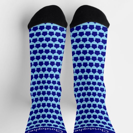 Blaues marokkanisches Musterdesign Socken (Oben)