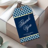 Blaues marokkanisches Quatrefolienmuster Geschenkanhänger