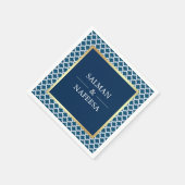 Blaues marokkanisches Quatrefolienmuster Serviette (Ecke)