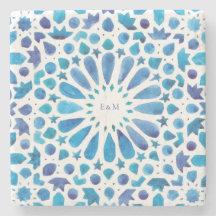 Blaues marokkanisches Tiles Monogram Wedding