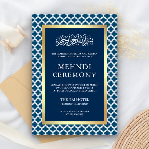 Blaues marokkanisches Vierblatt-Islam Mehndi-Zerem Begleitkarte