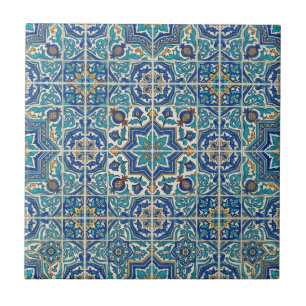 Blaues marokkanisches Vintage-Fliesenmuster Fliese