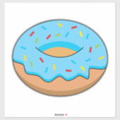 Blaues Mattiertes Donut mit Sprinklen Cartoon Aufkleber (Blatt)