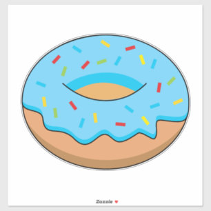 Blaues Mattiertes Donut mit Sprinklen Cartoon Aufkleber