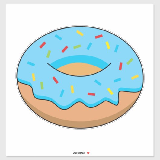 Blaues Mattiertes Donut mit Sprinklen Cartoon Aufkleber (Blatt)