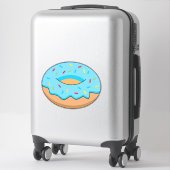 Blaues Mattiertes Donut mit Sprinklen Cartoon Aufkleber (Koffer)