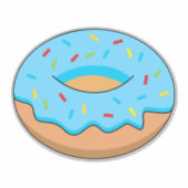 Blaues Mattiertes Donut mit Sprinklen Cartoon Aufkleber (Vorderseite)