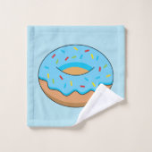 Blaues Mattiertes Donut mit Sprinklen Cartoon Badhandtuch Set (Waschlappen)