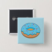 Blaues Mattiertes Donut mit Sprinklen Cartoon Button (Vorne & Hinten)