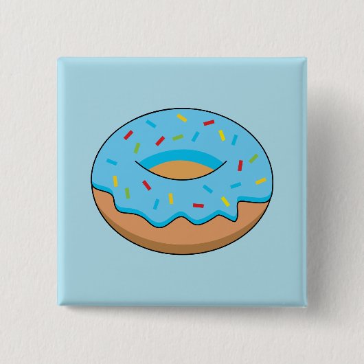 Blaues Mattiertes Donut mit Sprinklen Cartoon Button (Vorderseite)
