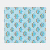 Blaues Mattiertes Donut mit Sprinklen Cartoon Fleecedecke (Vorderseite (Horizontal))