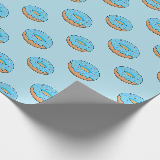 Blaues Mattiertes Donut mit Sprinklen Cartoon Geschenkpapier (Ecke)