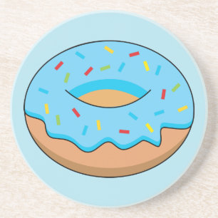 Blaues Mattiertes Donut mit Sprinklen Cartoon Getränkeuntersetzer