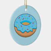 Blaues Mattiertes Donut mit Sprinklen Cartoon Keramik Ornament (Rechts)