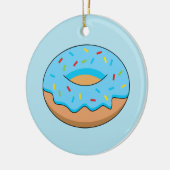 Blaues Mattiertes Donut mit Sprinklen Cartoon Keramik Ornament (Links)
