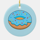Blaues Mattiertes Donut mit Sprinklen Cartoon Keramik Ornament (Hinten)
