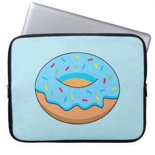 Blaues Mattiertes Donut mit Sprinklen Cartoon Laptopschutzhülle